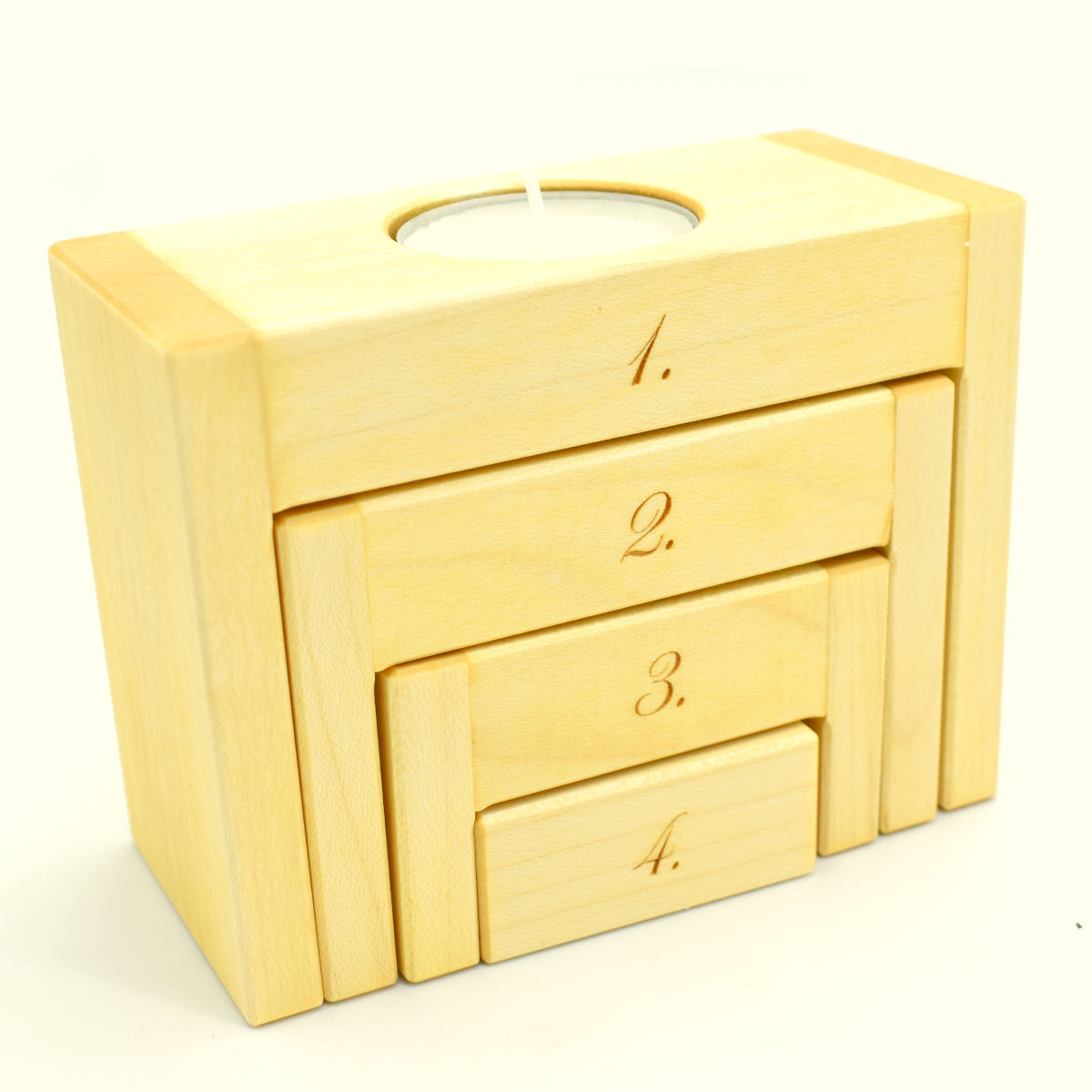 Adventsleuchter 'Four Steps' | Ahorn oder Nussholz | 11,5 x 5,5 x 9 cm | Made in Germany