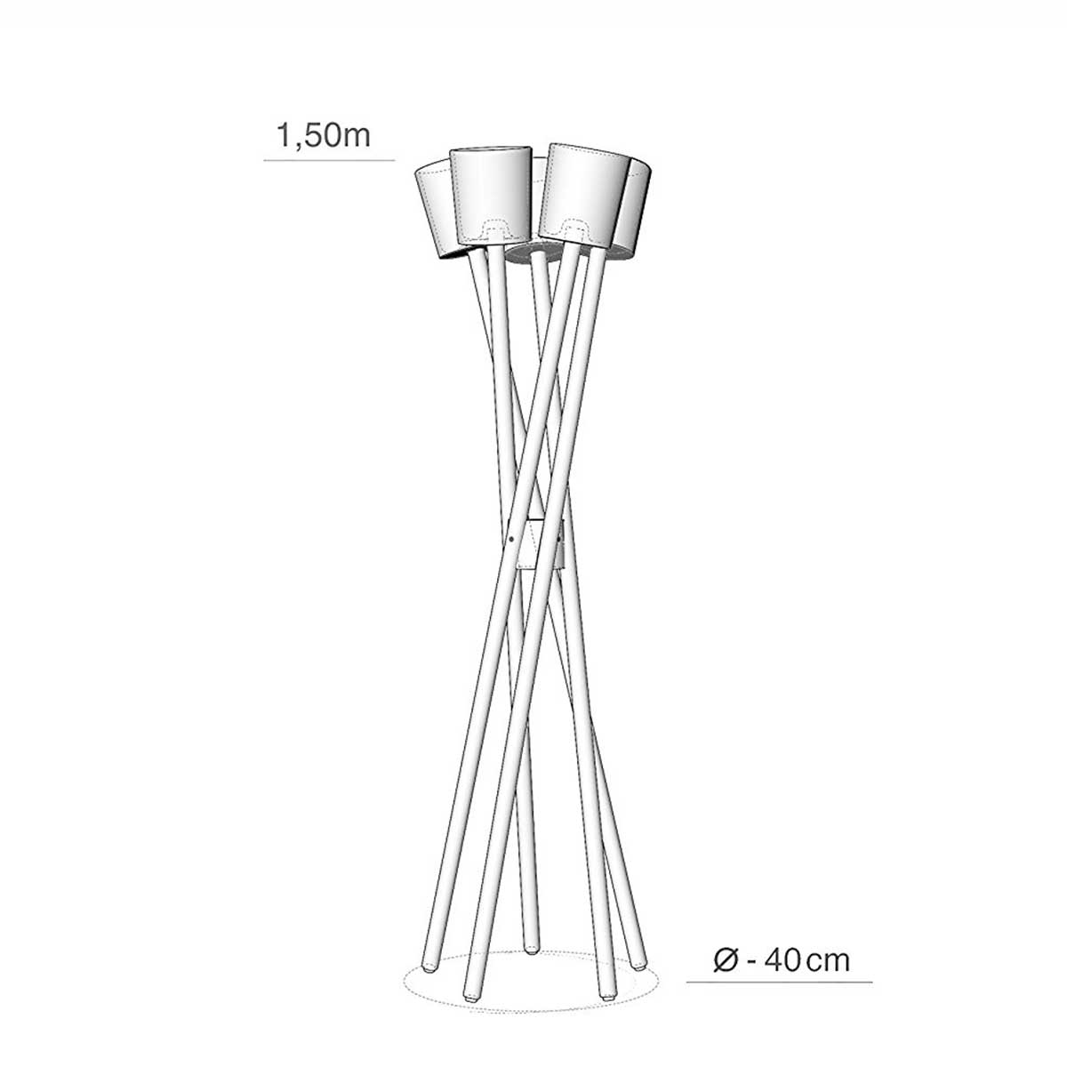 Hochgarten / Pflanzgestell | DM 40 x H 150 cm | 5 Stück Übertöpfe Beton grau oder weiß DM 13 cm | Gestell Eiche | Made in Germany