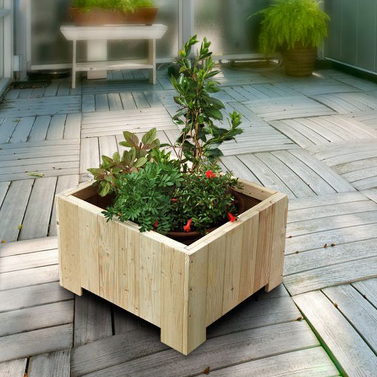 Blumenkasten 'Flower' 3er-Set natur