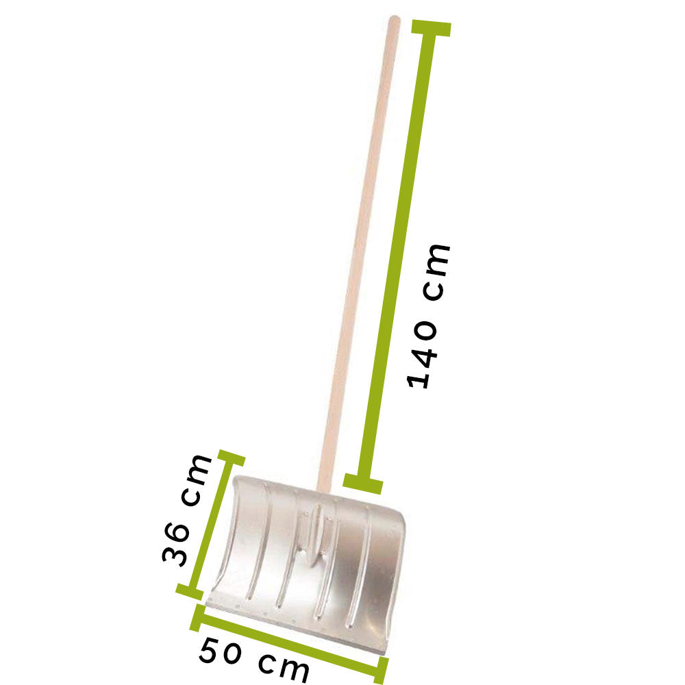 Alu-Schneeschieber/Schneeschaufel mit Hartholzstiel | extra schneeabweisend | Stiellänge: 140 cm | Blattbreite: 50 cm | Gewicht: 2 kg - Made in Austria