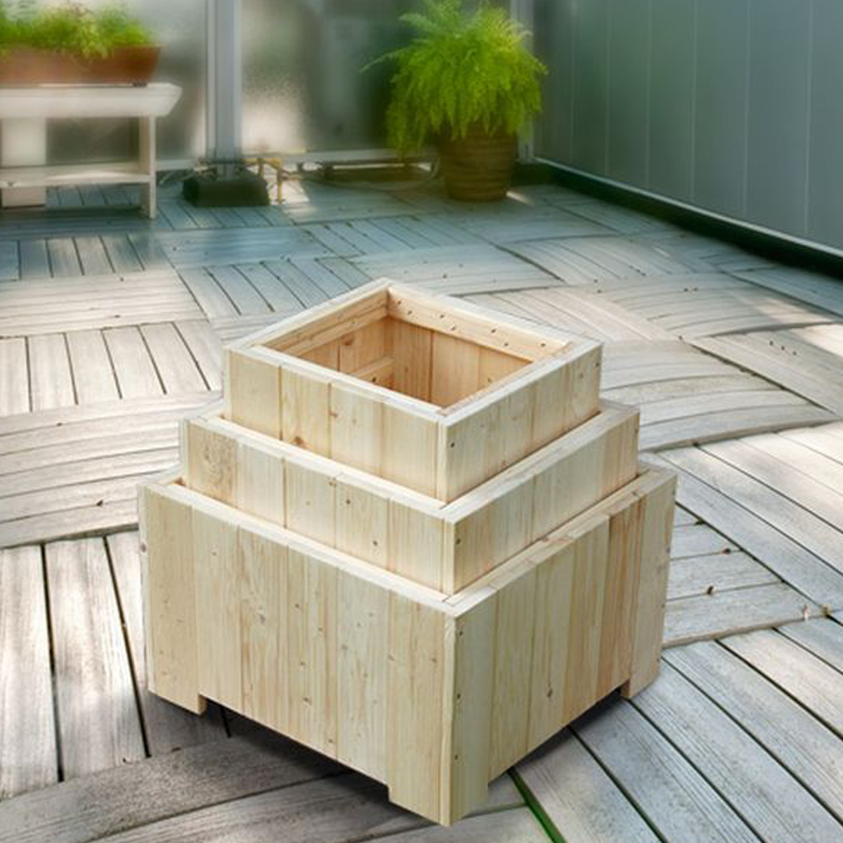 Blumenkasten 'Flower' 3er-Set natur