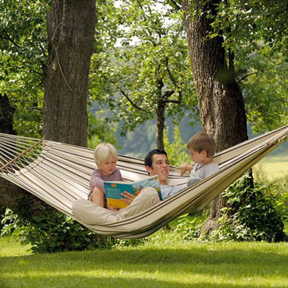 Stabhängematte Brasilia | L 310 x B 140 cm | verschiedene Modelle | Baumwolle 350g/m²| Belastbarkeit max. 150kg | Made in Germany