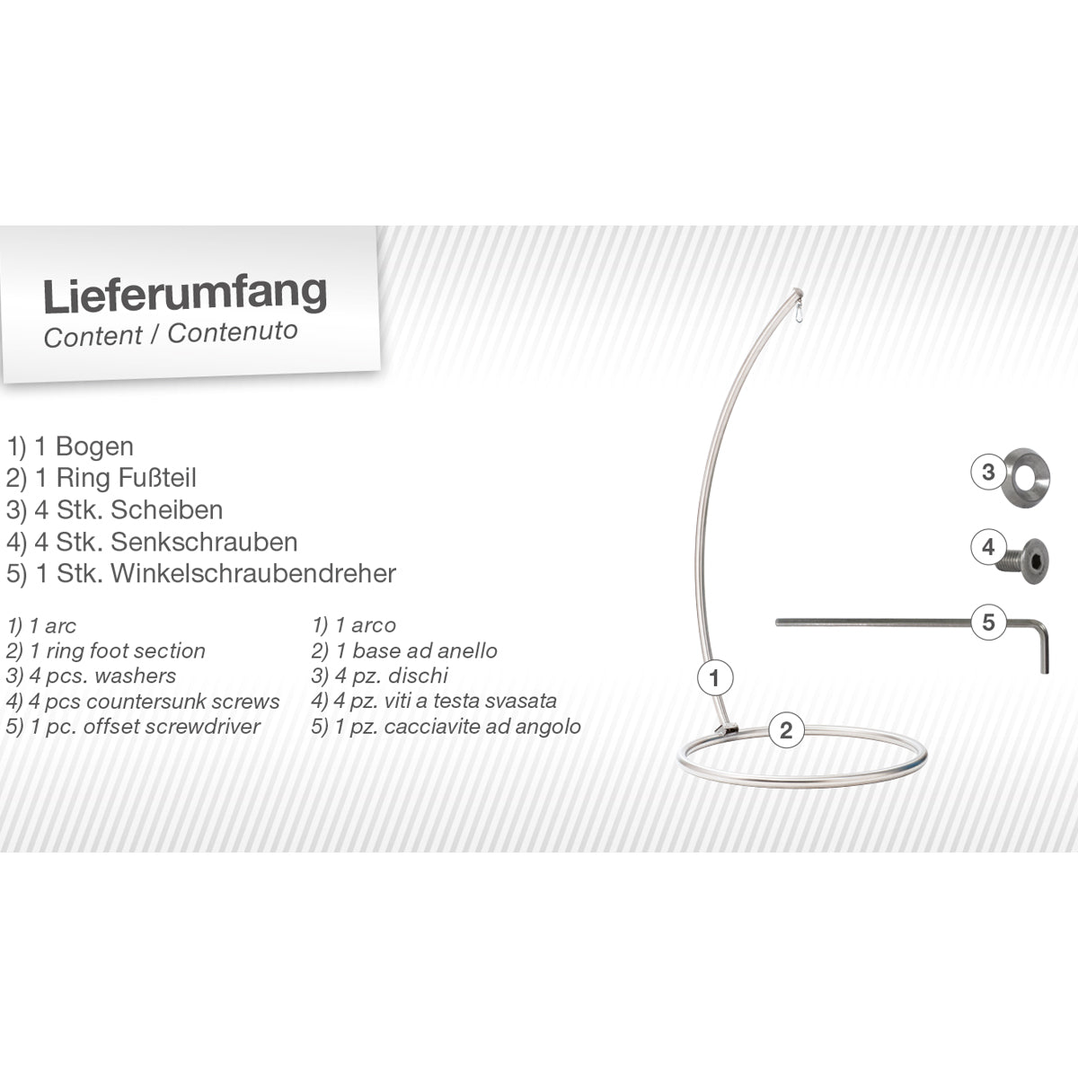 Hängesesselgestell 'Omega' | aus 100% Edelstahl poliert | H 240 x B 130 cm | Handwerksqualität aus Österreich