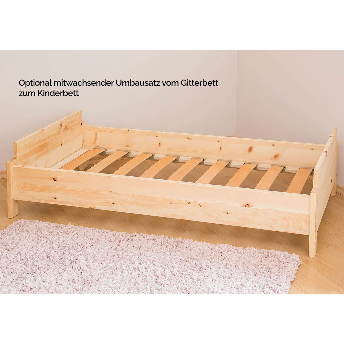 Mitwachsende Babywiege 'Sweet Sleep' | aus Zirbenholz | L 84 x B 60 x H 86 cm | flexibel erweiterbar | Handarbeit aus Deutschland