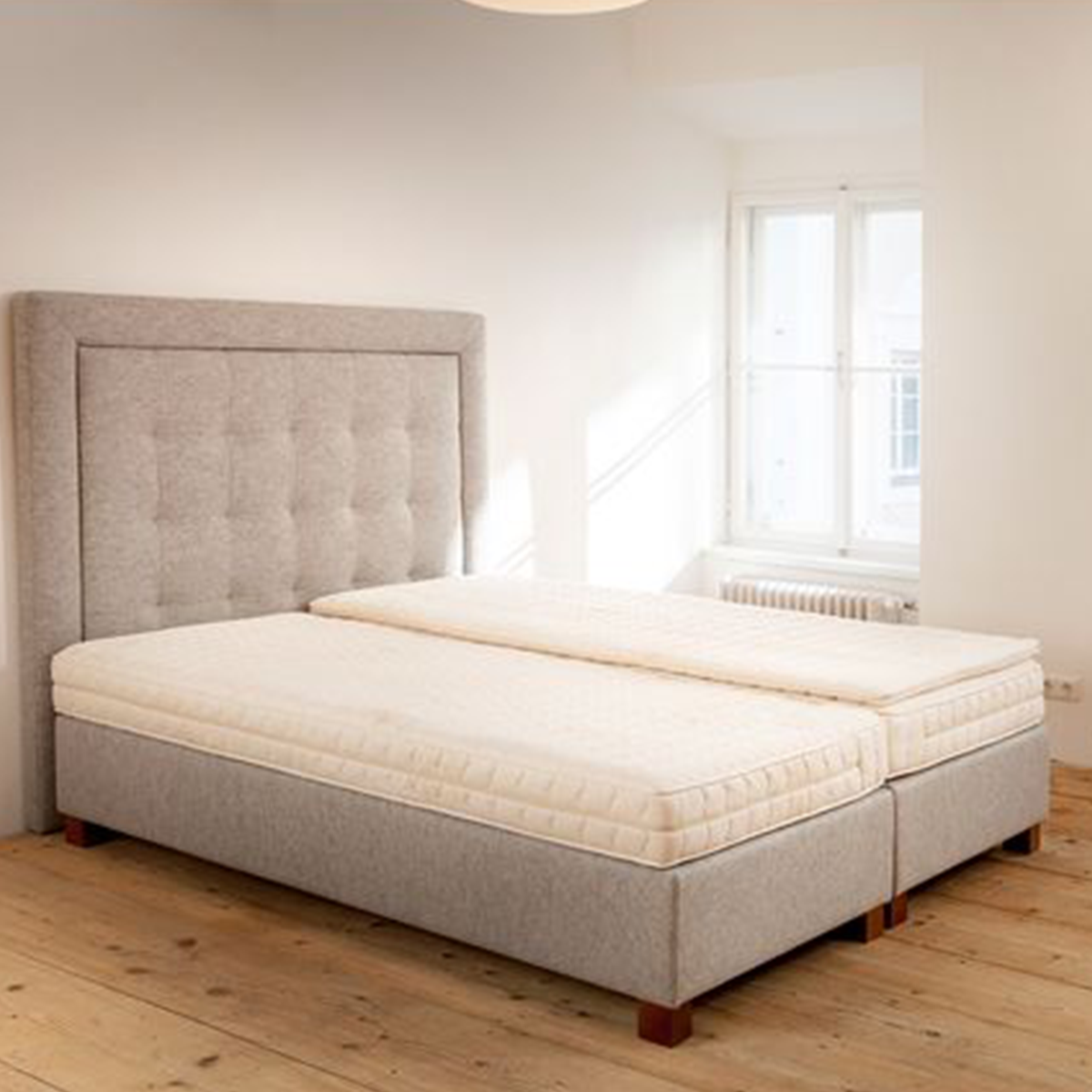 Topper mit Naturlatex für Boxspringbett aus natürlichen Rohstoffen | Bezug aus 100 % Baumwolle | Höhe 4 cm