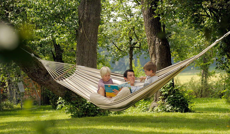 Stabhängematte Brasilia | L 310 x B 140 cm | verschiedene Modelle | Baumwolle 350g/m²| Belastbarkeit max. 150kg | Made in Germany