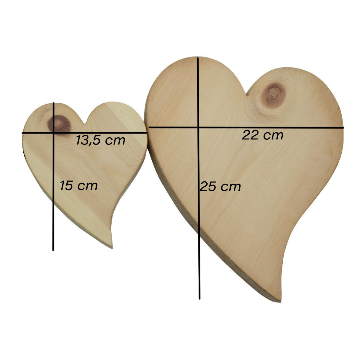 Massivholz Herzen in verschiedenen Größen - Schönes Geschenk für Anlässe und liebe Menschen