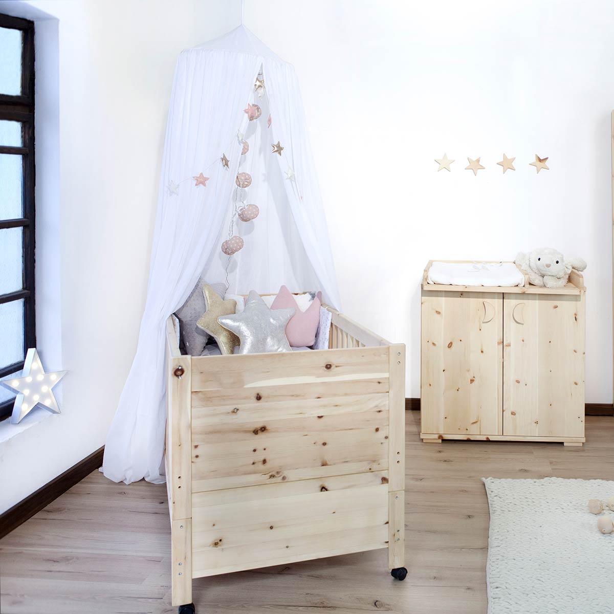 Umbausatz 'Sweet Sleep' | von der Wiege zum Gitterbett | B 78 x H 80,5 x L 148 cm | Handarbeit aus Deutschland