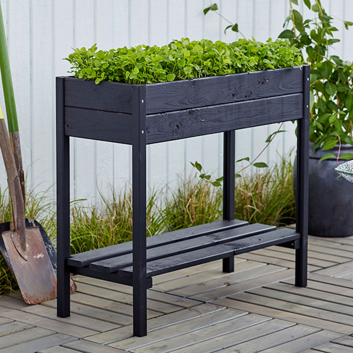 Minihochbeet | Massive Kiefer & Fichte |  mit oder ohne Spalier 58 cm | L 88 x B 37 x H 79 cm | 40 Liter | Manufactured in Europe