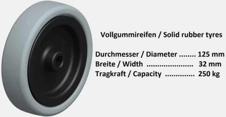 Rollen für Hängemattengestell 'Clap' | Vollgummireifen mit Metallschrauben | B 32 cm Ø 12,5 cm | Made in Austria