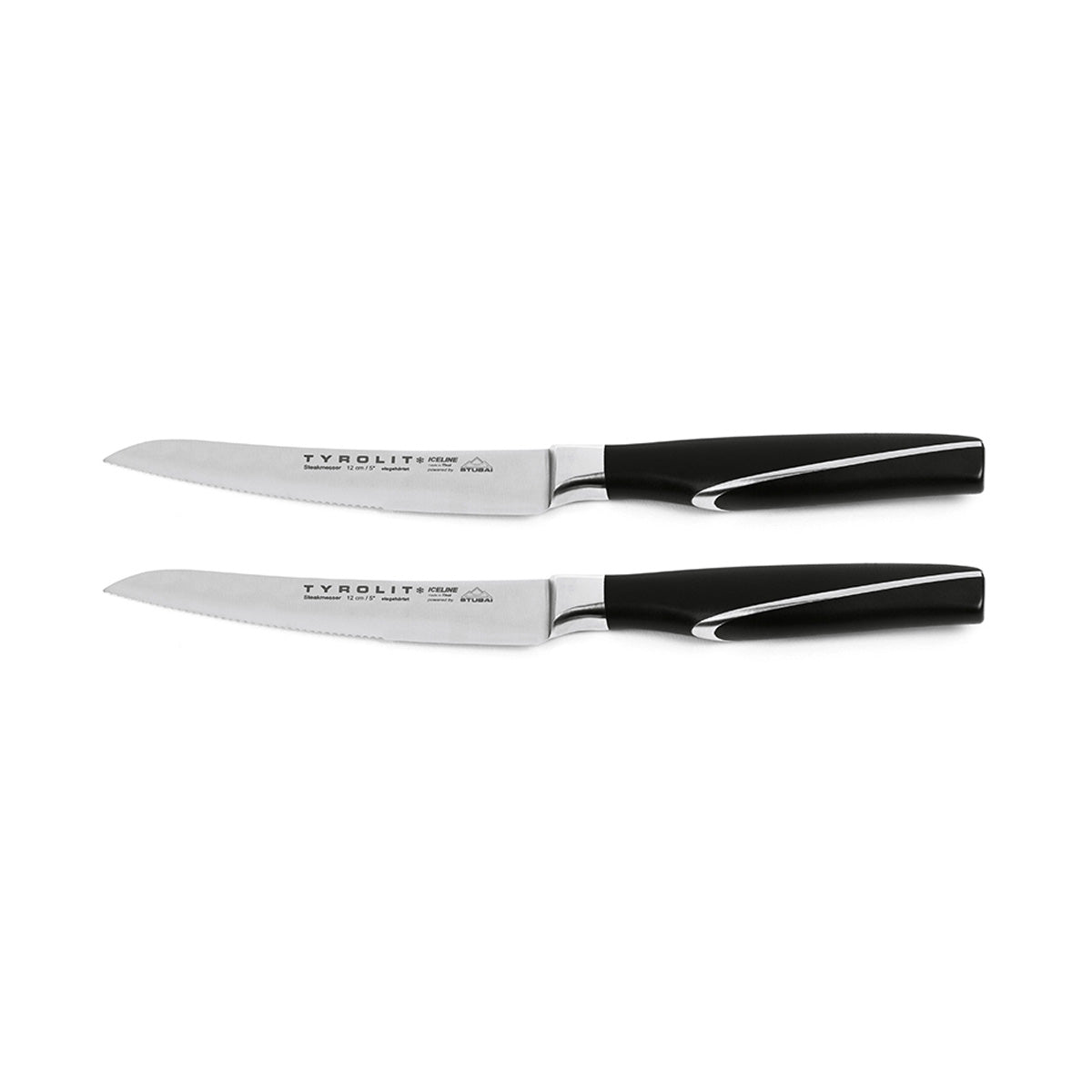Hochwertige Steakmesser aus Edelstahl | 2 Stück | 12 cm Klinge | ergonomischer Griff