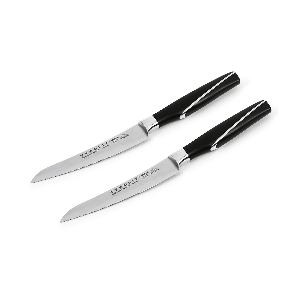 Hochwertige Steakmesser aus Edelstahl | 2 Stück | 12 cm Klinge | ergonomischer Griff