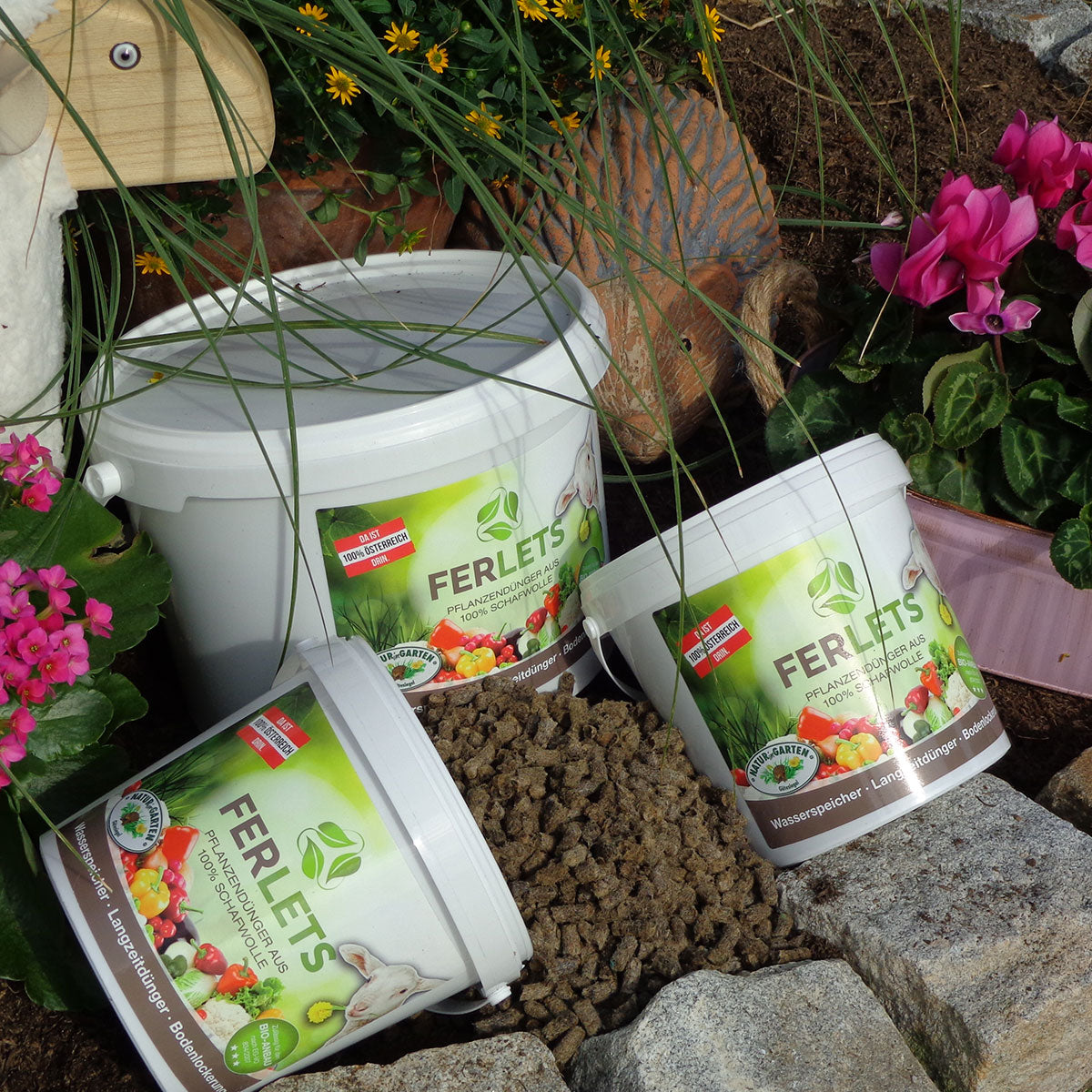 Reine Natur-Schafwoll-Düngepellets für Obst, Gemüse und Blumen | in verschiedenen Größen | aus Österreich