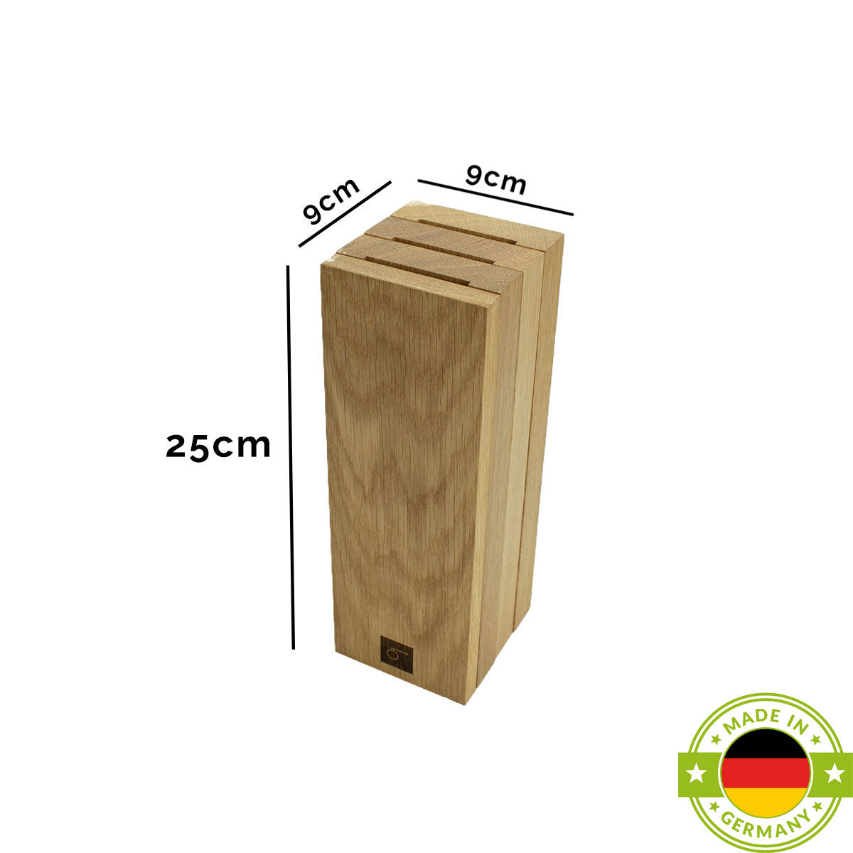 Messerblock aus Eiche in verschiedenen Farbtönen mit magnetischen Modulen | 4 Elemente für 3 Messer | B9 x L12 x H25 cm