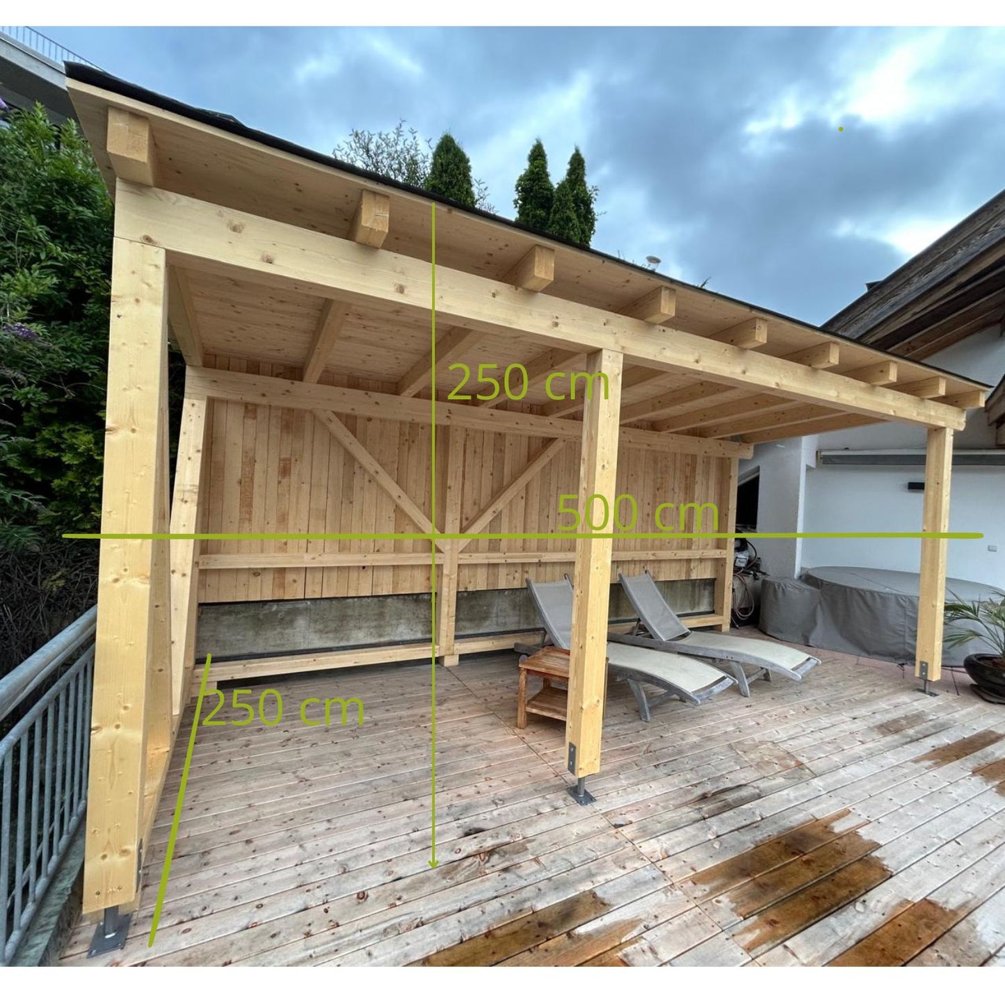 Pergola | Fichte massiv | L 400 x T 250 x H 250 cm | genagelt und geschraubt | inkl. Dachhülle | inkl. Lieferung & Montage | Made in Austria