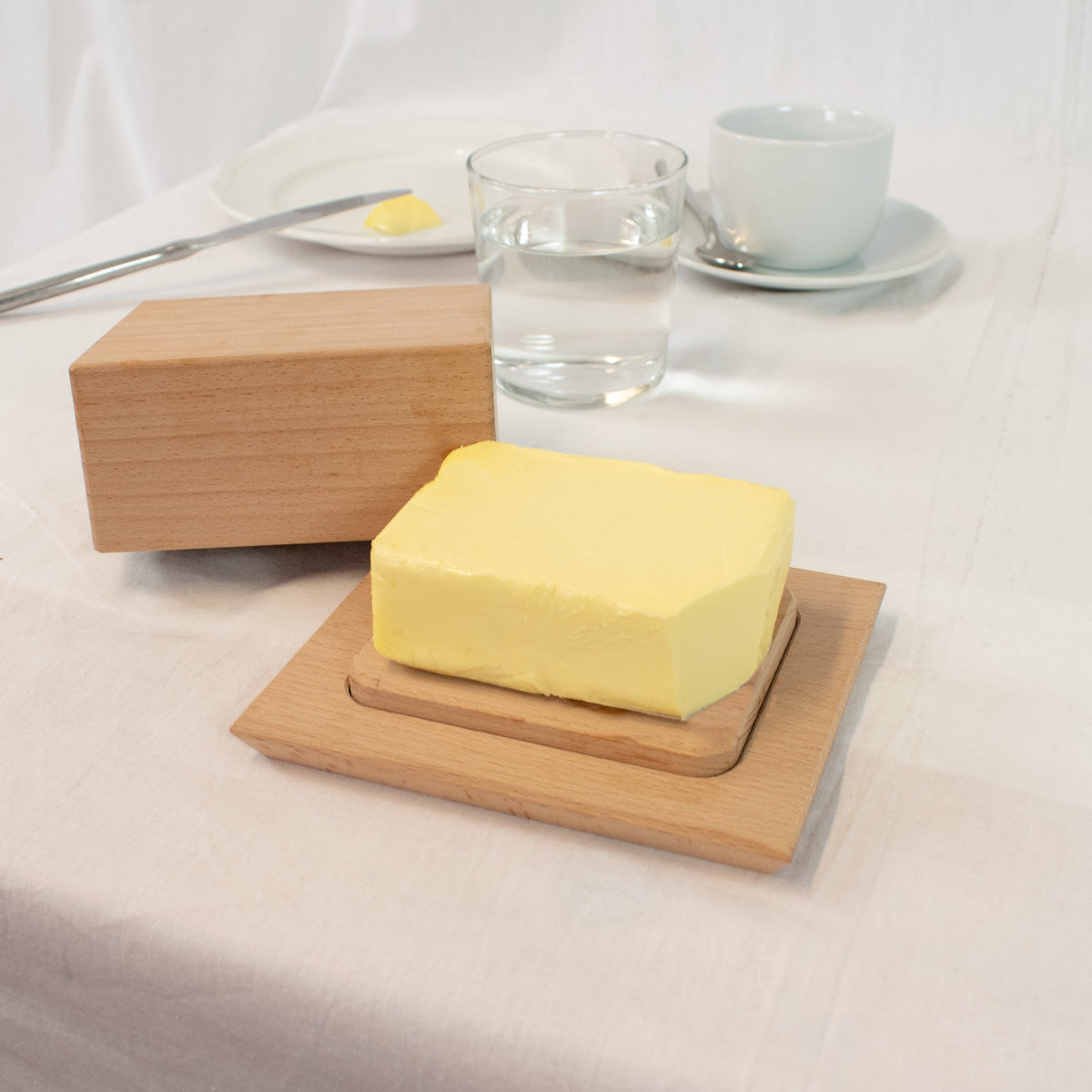 Butterdose ‘Breakfast’ aus 100% unbehandeltem Buchenholz | für 250 g Butterwürfel | 3-teilig | umweltfreundlich und robust | Made in Austria