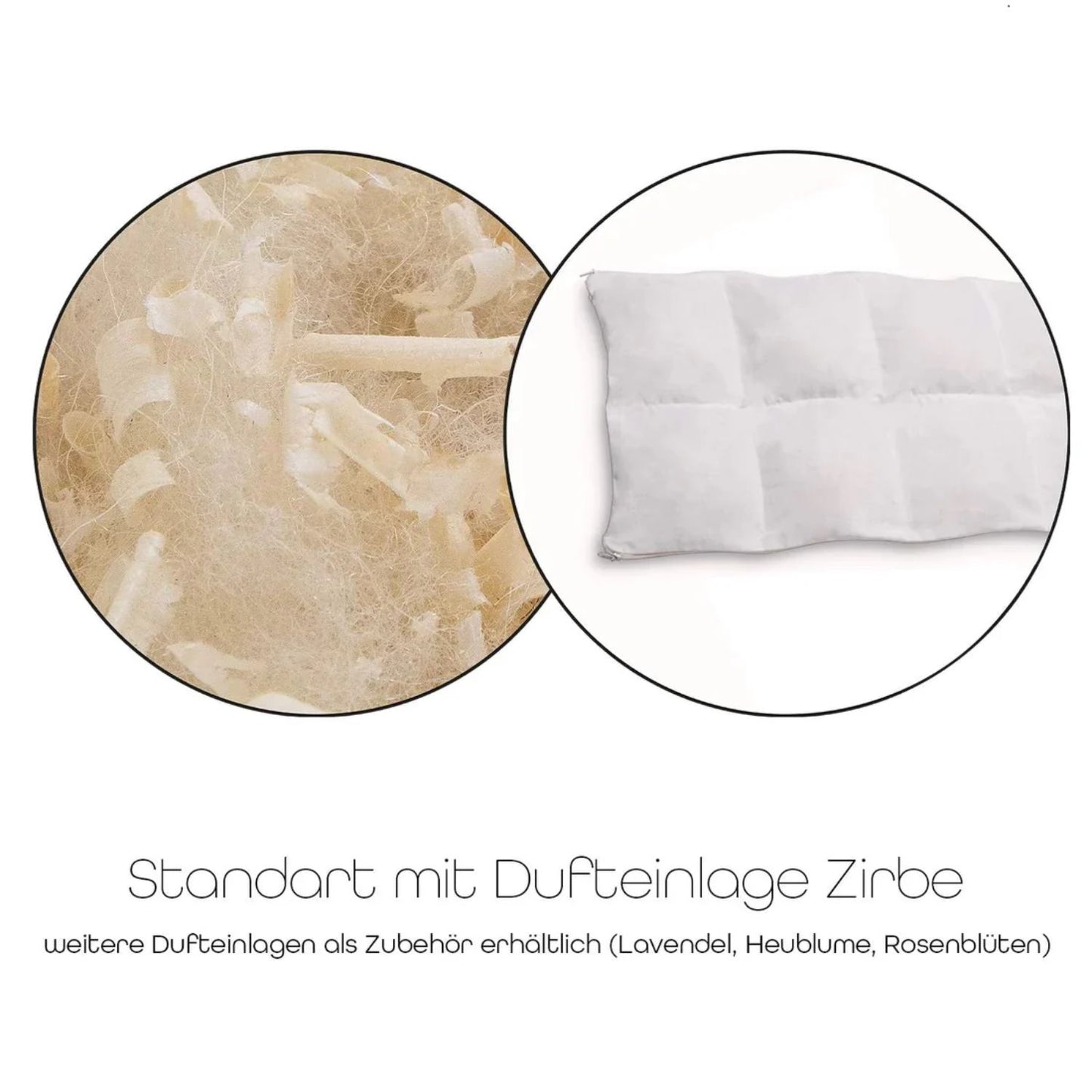 Physionight Duftschlafkissen '2in1' mit natürlicher Dufteinlage Zirbe + Lavendel | 40 x 80 cm | Baumwollüberzug | Made in Germany