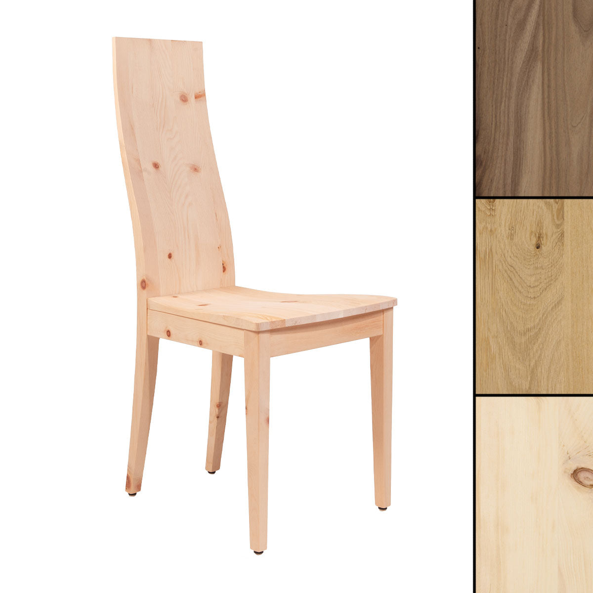 Eleganter Stuhl 'Sitwell Classic' | B 45 x T 43 x H 104 cm | in Zirbe, Eiche oder Nuss | hergestellt in Südtirol
