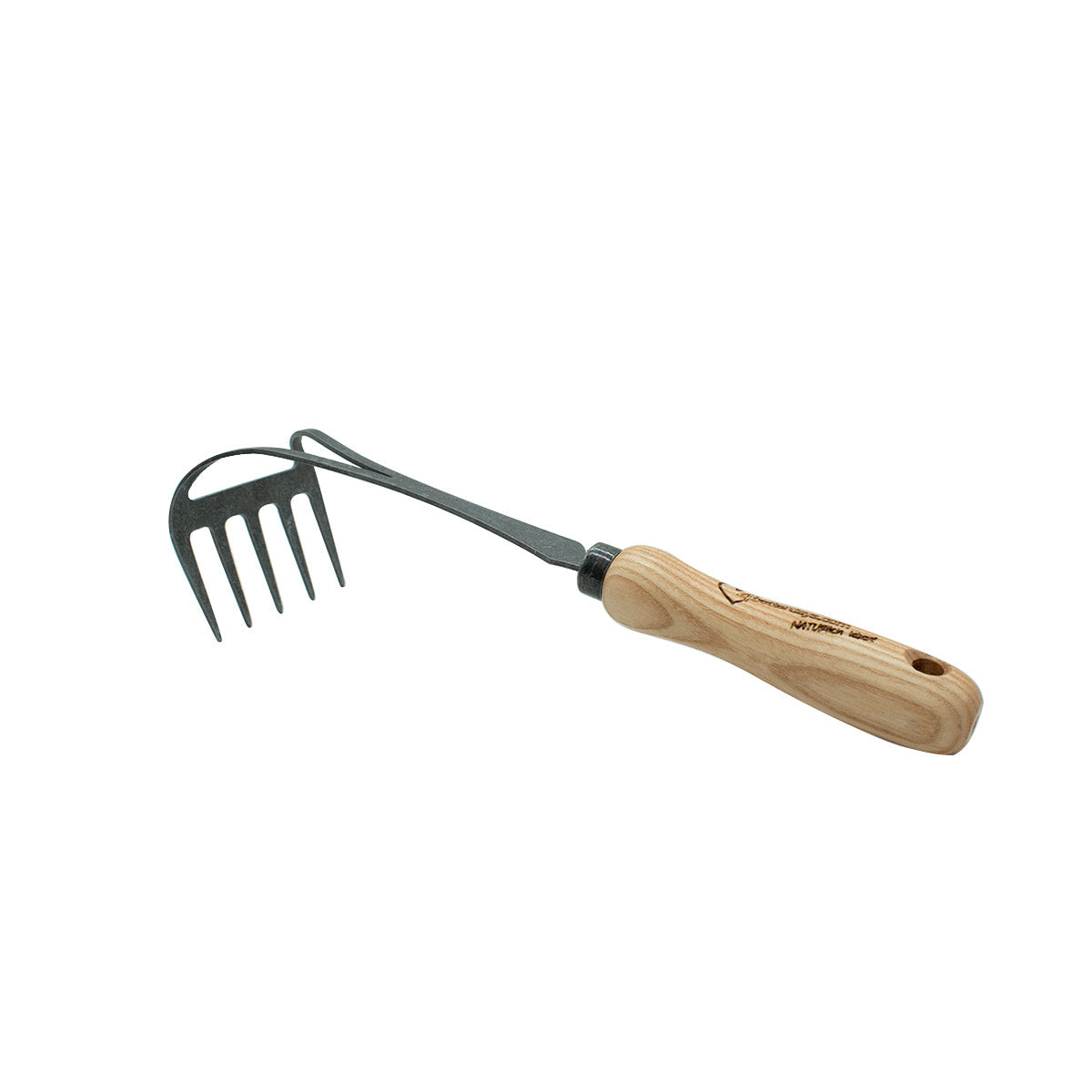Geschmiedeter Handrechen | 5 Zinken | ergonomischem Eschenholzgriff 14 cm | Made in Germany