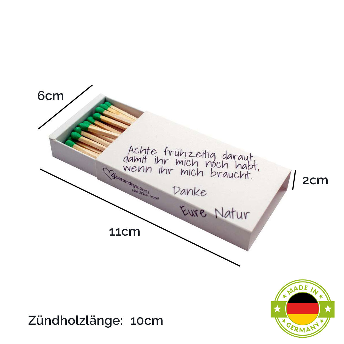 Elegante Zündhölzer 'Feuer & Flamme' | mit Gedicht bedruckt | in verschiedenen Größen