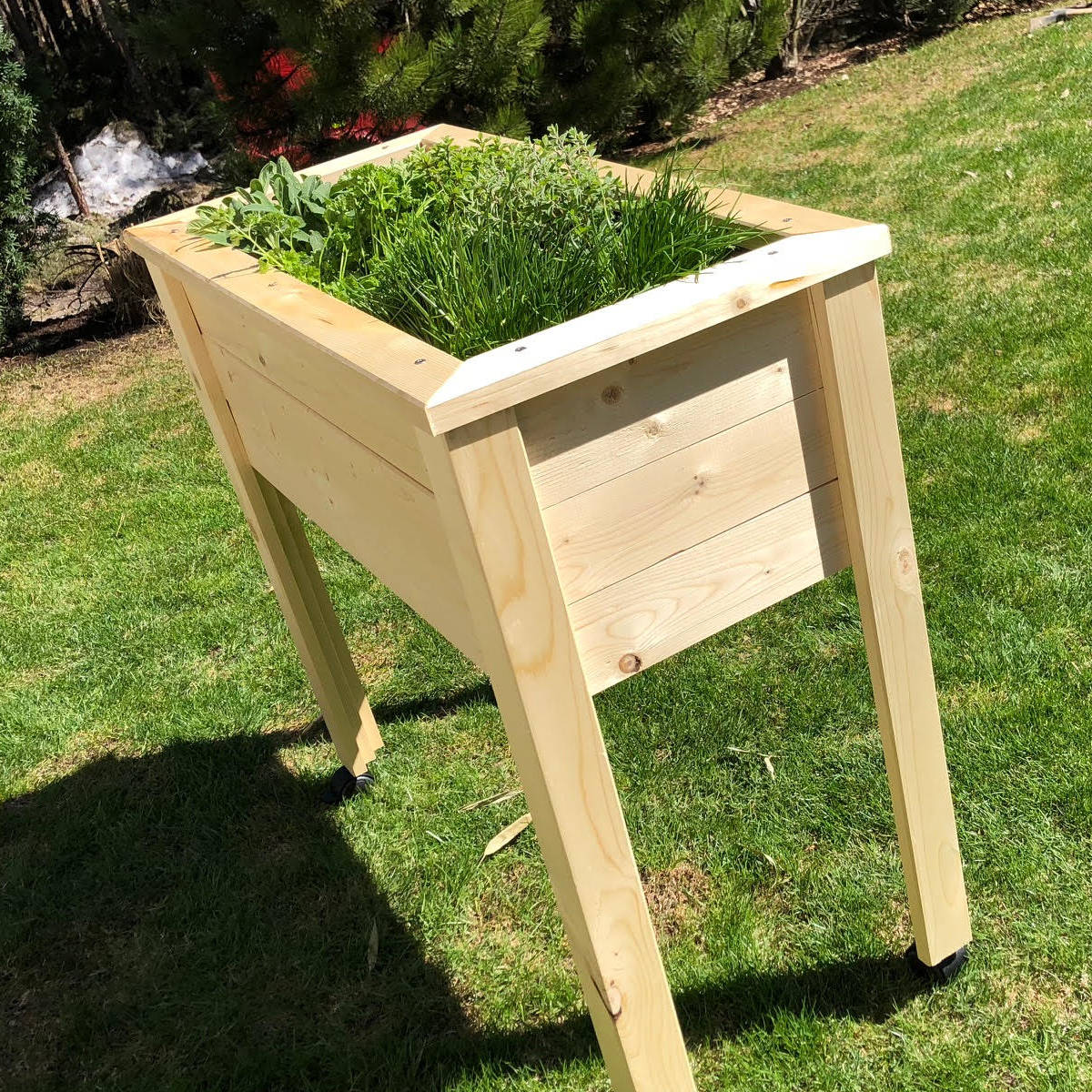 Kräuterhochbeet  'Herb'  | massive Gebirgsfichte | inkl. wasserdichter Wanne | L 89 x B 40 x H 80 cm | ca. 40 Liter | mit oder ohne Rollen | Handarbeit aus Österreich