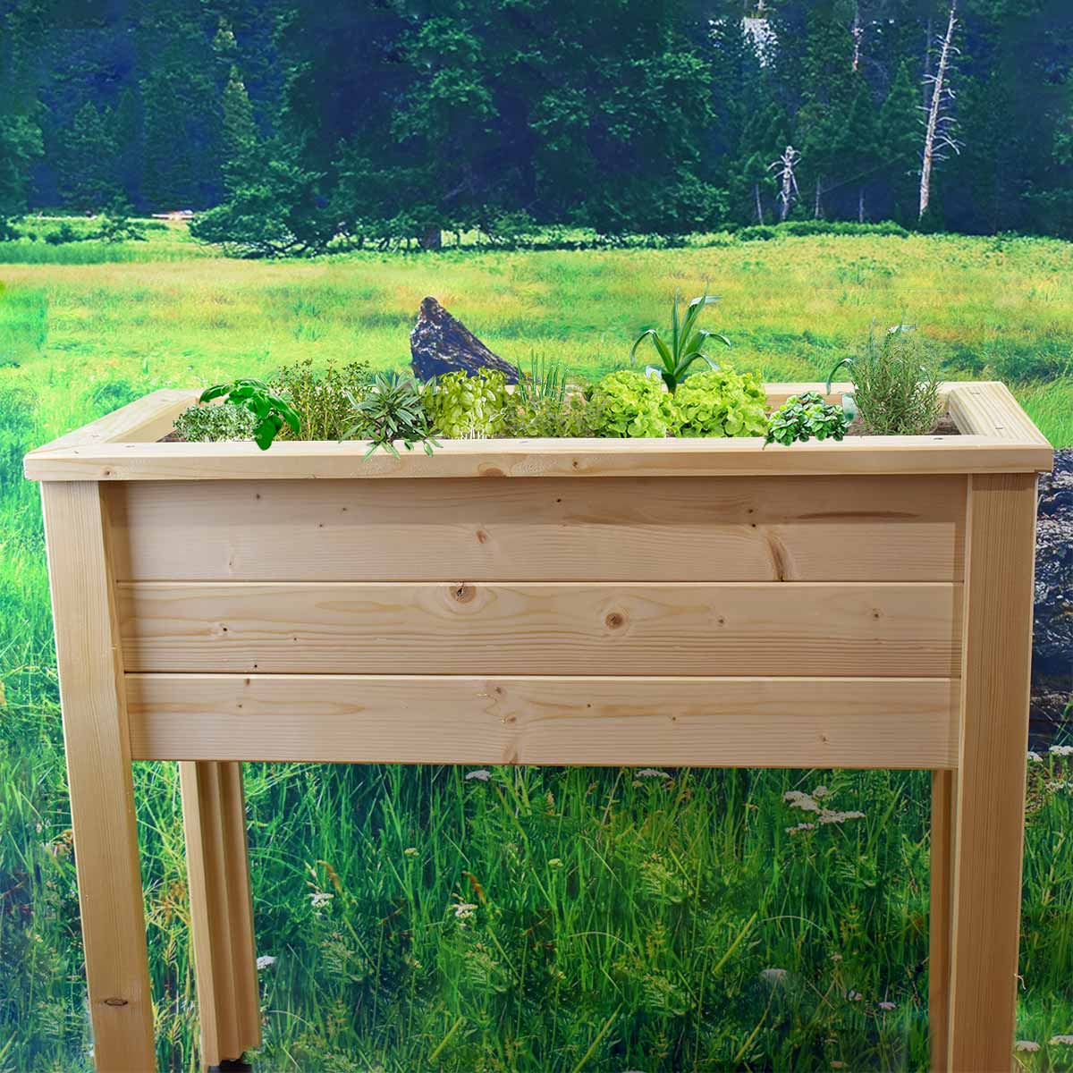 Kräuterhochbeet  'Herb'  | massive Gebirgsfichte | inkl. wasserdichter Wanne | L 89 x B 40 x H 80 cm | ca. 40 Liter | mit oder ohne Rollen | Handarbeit aus Österreich