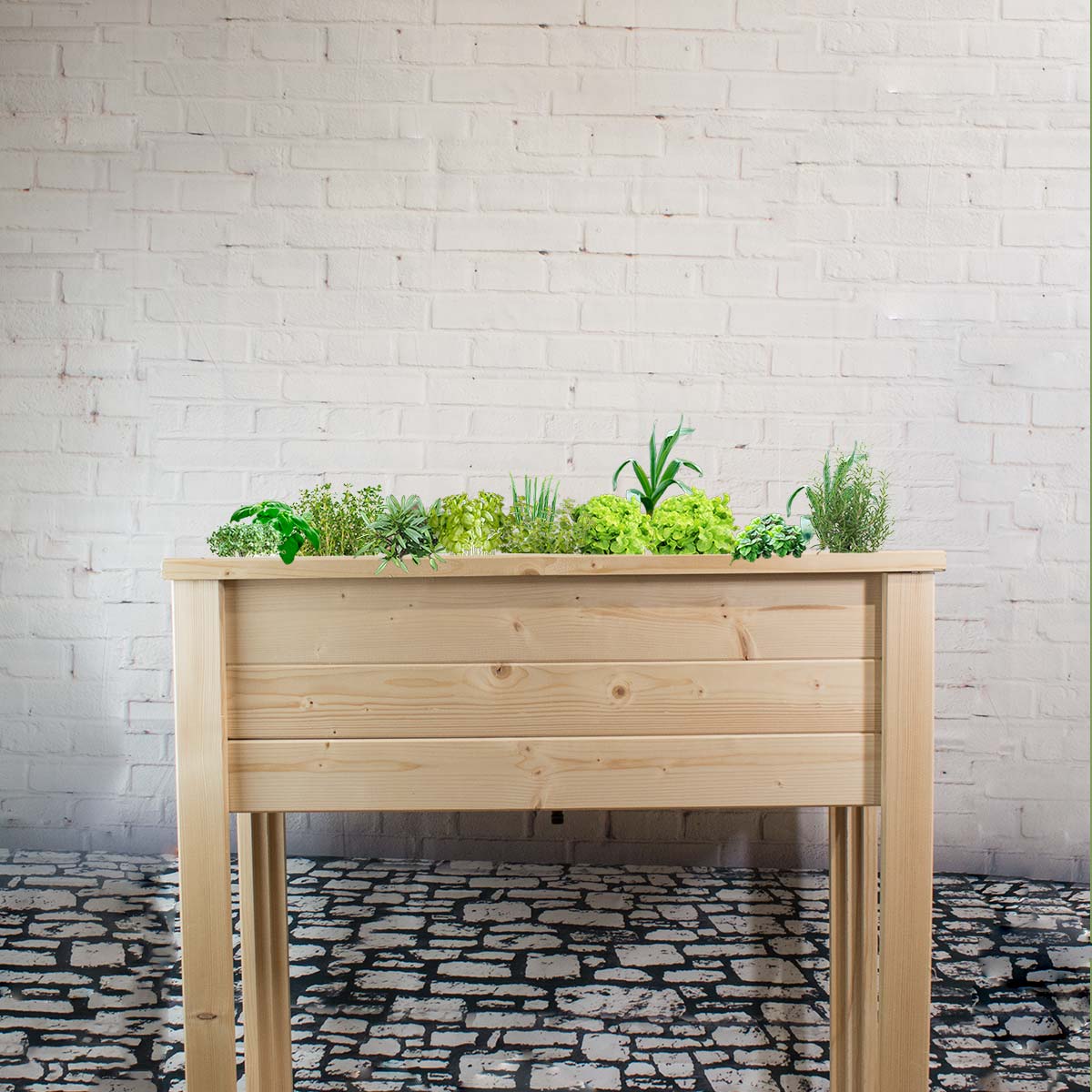 Kräuterhochbeet  'Herb'  | massive Gebirgsfichte | inkl. wasserdichter Wanne | L 89 x B 40 x H 80 cm | ca. 40 Liter | mit oder ohne Rollen | Handarbeit aus Österreich