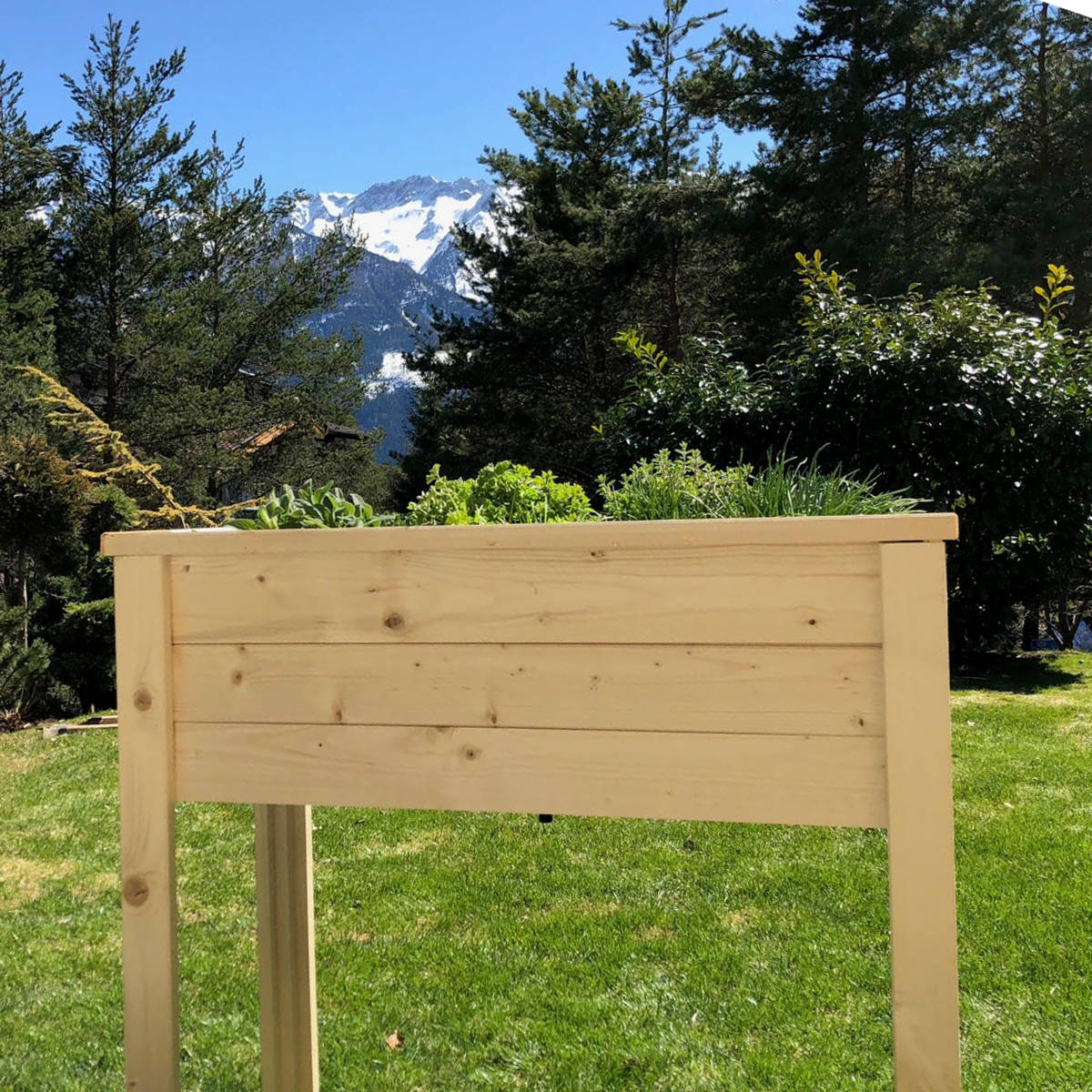 Kräuterhochbeet  'Herb'  | massive Gebirgsfichte | inkl. wasserdichter Wanne | L 89 x B 40 x H 80 cm | ca. 40 Liter | mit oder ohne Rollen | Handarbeit aus Österreich