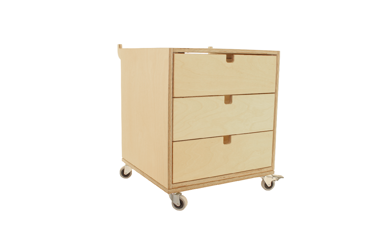 Design mit System - Rollcontainer | B 48 x H 52 x T 42 cm | Birke Schichtholz  | Made in Austria