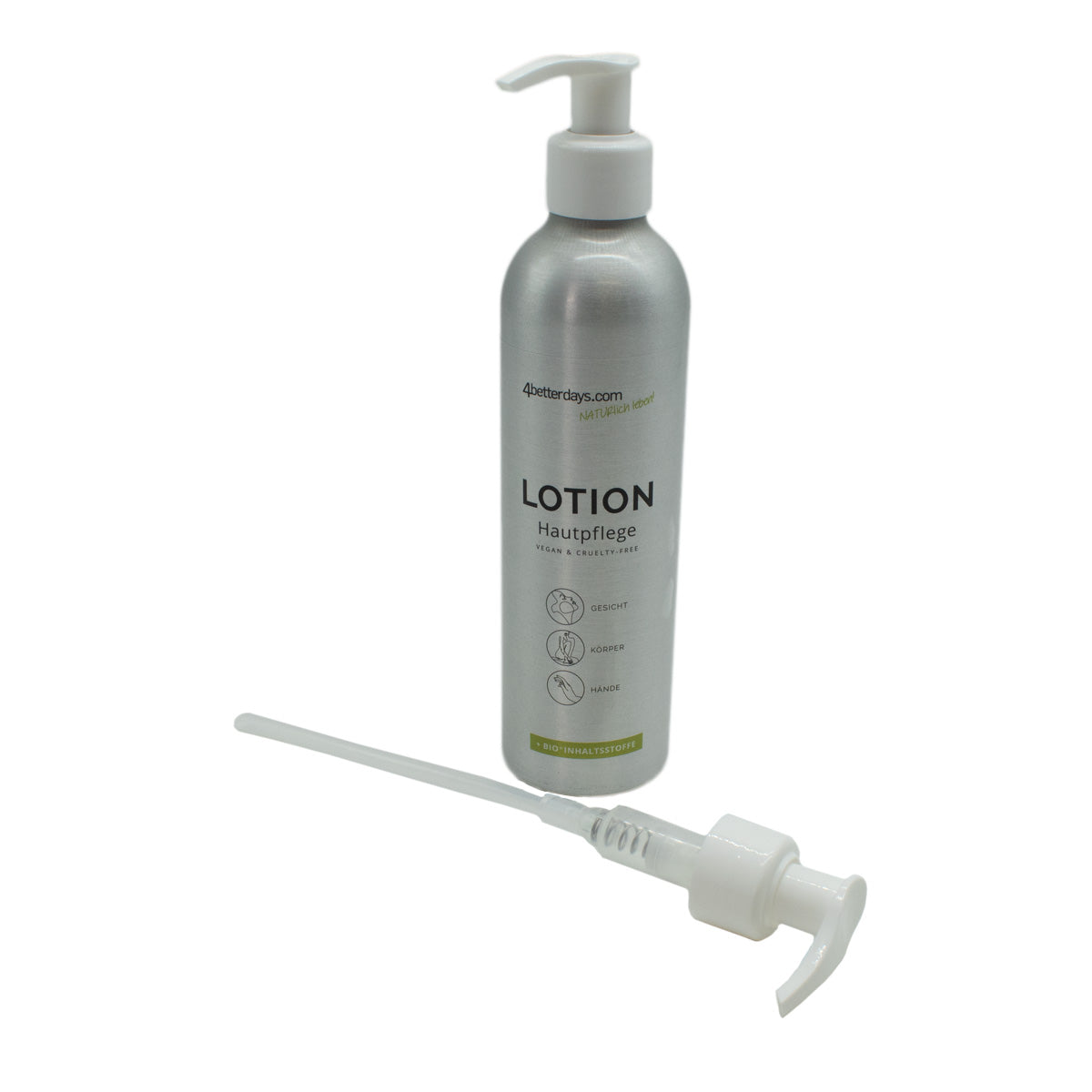 Naturliche Lotion für Körper, Gesicht & Hände | Refill-Hautpflege | für Groß und Klein | Basis-Alu-Spender | 250 ml | für Bad und Beauty Bag | Hergestellt in Österreich