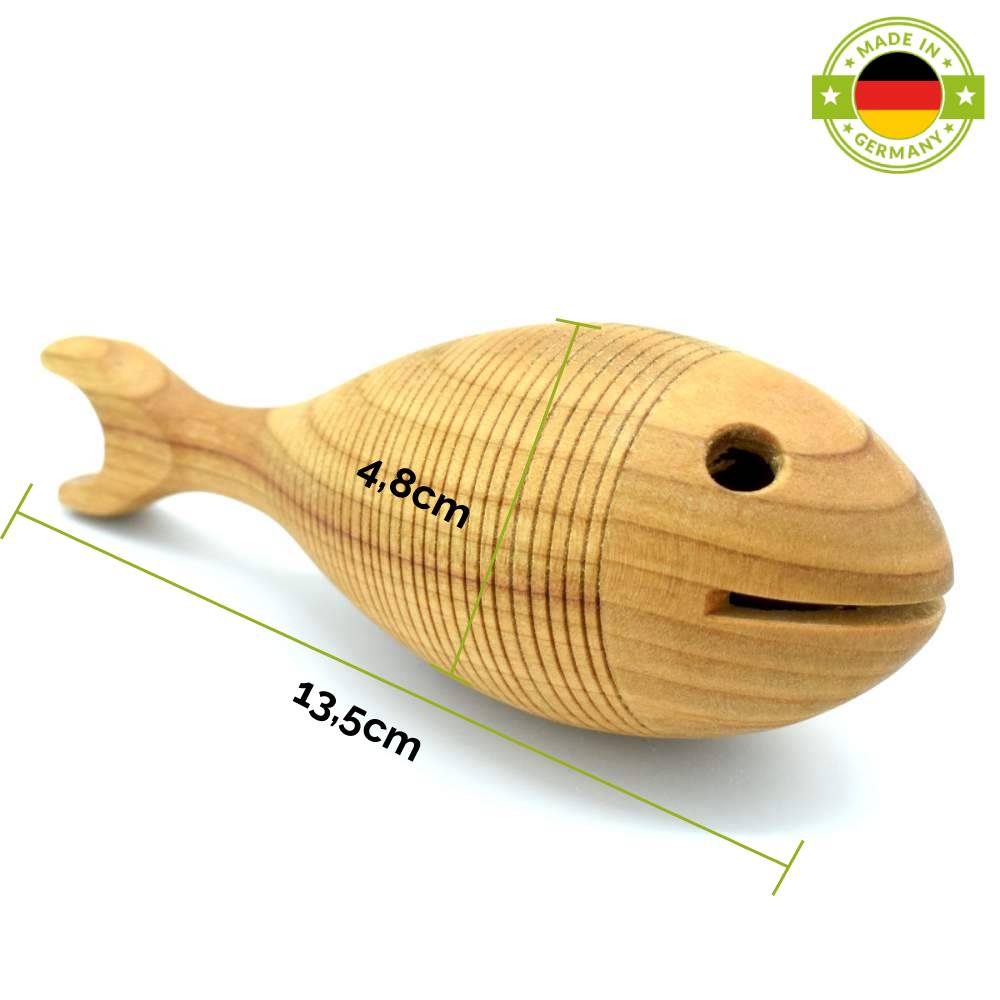 Urfisch, Baby-Holz-Greifling | 'Fish & Grip'| aus heimischen Obsthölzern  | DM 4,8 x L 13,5 cm | Made in Germany