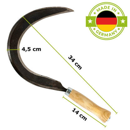 Mondsichel für Linkshänder 'Krafts' 14 cm Stiellänge inkl. gratis Schleifstein- Handarbeit aus Deutschland