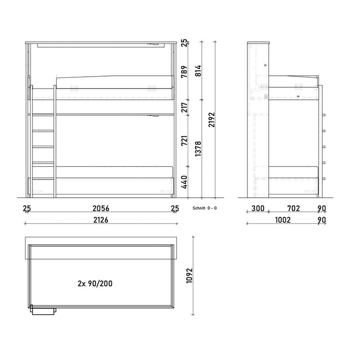 Gastro & Hotel - Multifunktionales Klappbett | Schrankbett | Stockbett Plano Cube | Sofa und Zusatzbett | inkl. Matratzen | robustes Design | TÜV geprüft | Made in Austria