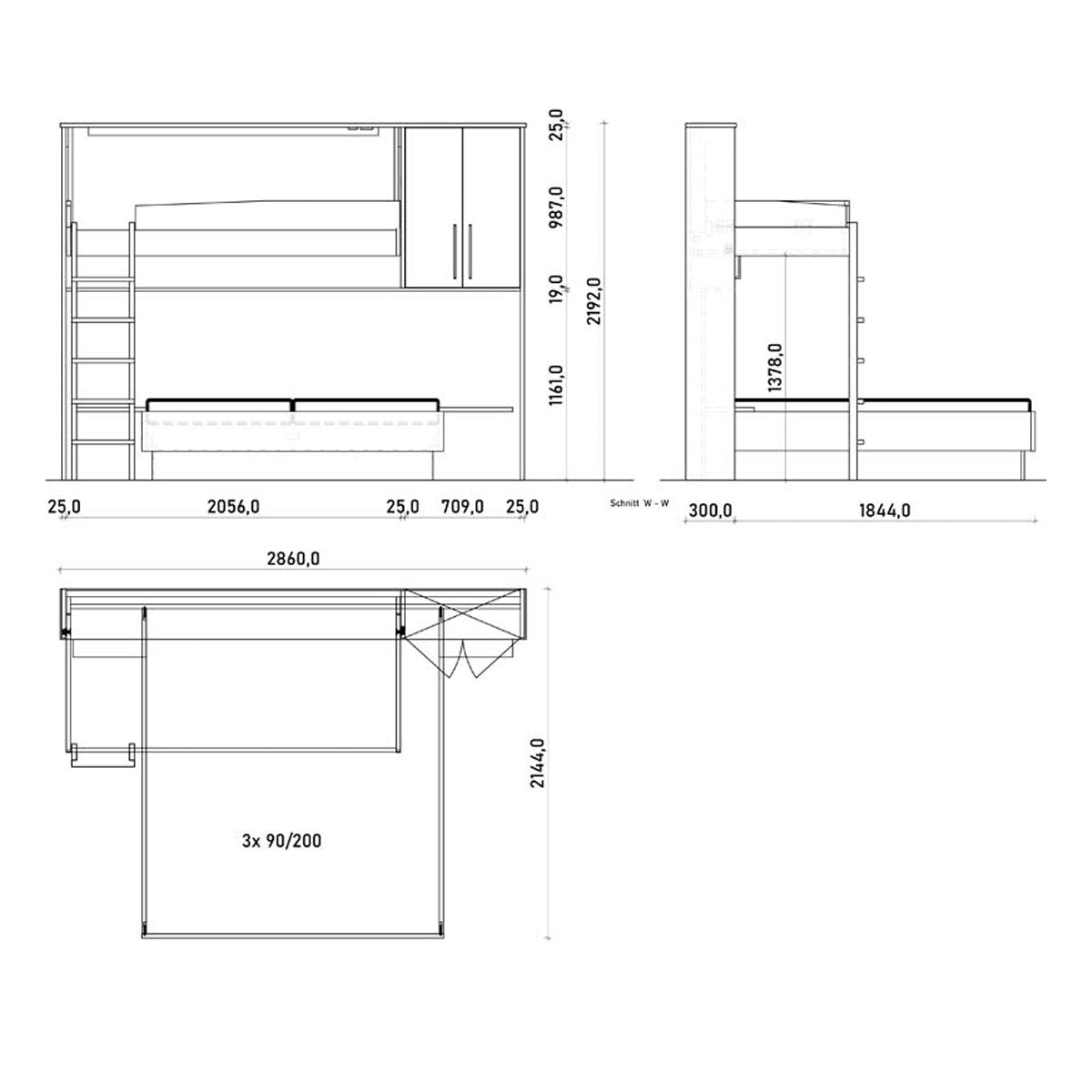Multifunktionales Klappbett | Schrankbett | Stockbett | Sofa und Zusatzbett | inkl. Matratzen | robustes Design | TÜV geprüft | Made in Austria