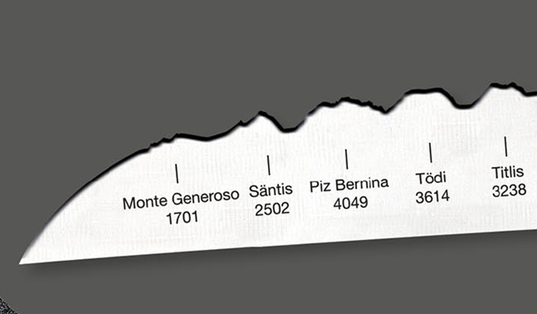 Universalmesser 'Best of Switzerland' | mit Panoramaschliff der Schweizer Berge | Holzgriff | Made in Switzerland