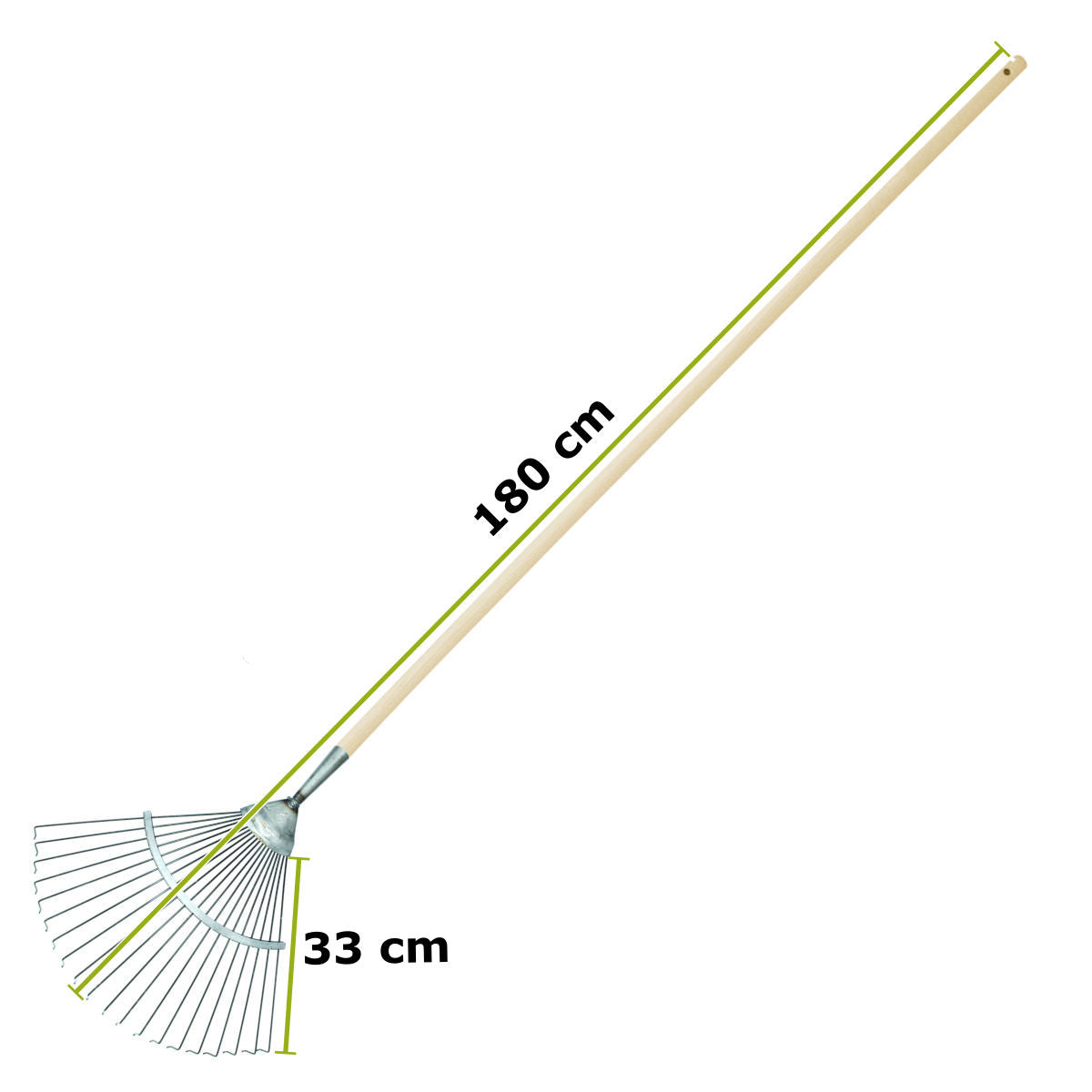 Rasen- und Laubrechen 'Krafts' | handgeschmiedetes Stahl | 20 Zinken | Eschenholzstiel ergonomisch 150 cm | plastikfrei | Handarbeit aus Deutschland