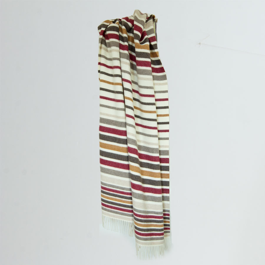 Wolldecke 'Farbenspiel' | 100% Merinowolle | 130 x 180 cm | 350g/m² | gestreift | Made in Germany
