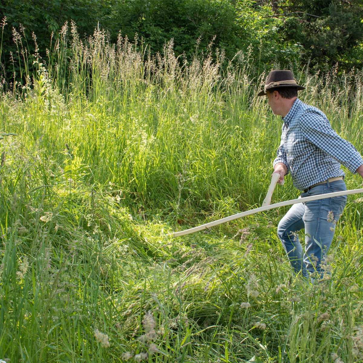 Set Gartensense  inkl. Kupferkumpf und Wetzsteine - Sensenblatt 60 cm - Eschenholzwurf 160 cm