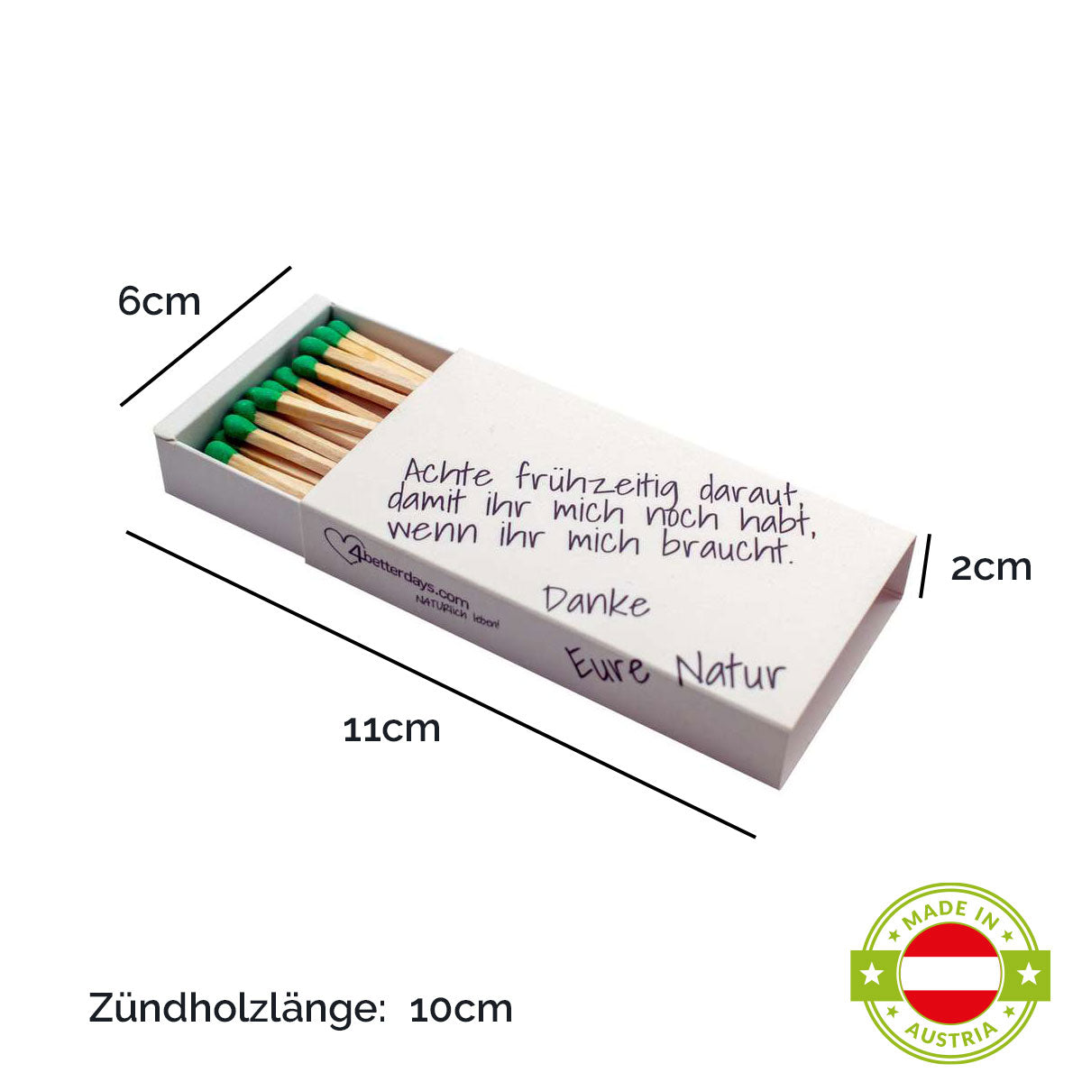 Set aus Windlicht 'Windy' grün und Zündhölzern