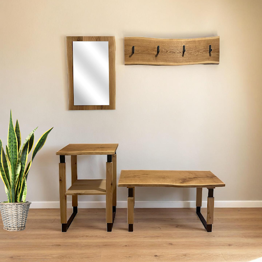 Garderobe 'Waldkante' | verschiedene Ausführungen | Eiche massiv | 2 x geölt | Eisenkuven schwarz | Made in Austria