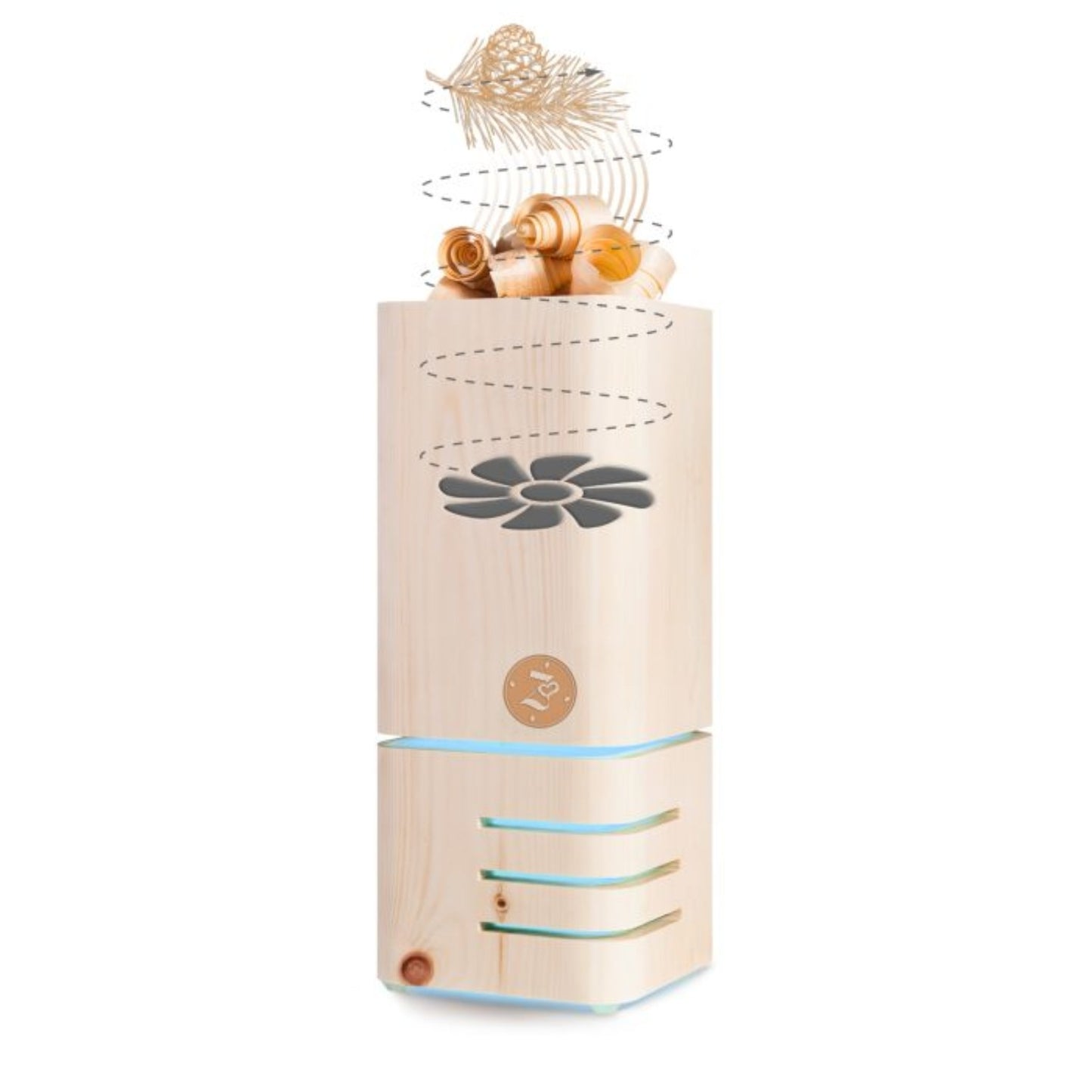 ZirbenRaumlüfter inkl. 10ml ZirbenÖl | L 14 x B 14 x H 34 cm | Made in Austria