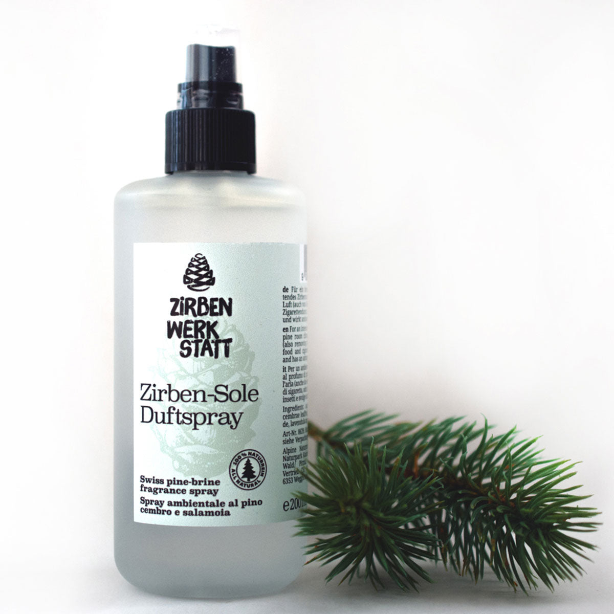 Zirben-Sole-Spray 100 % naturrein in edler Glasflasche - Handarbeit aus Österreich