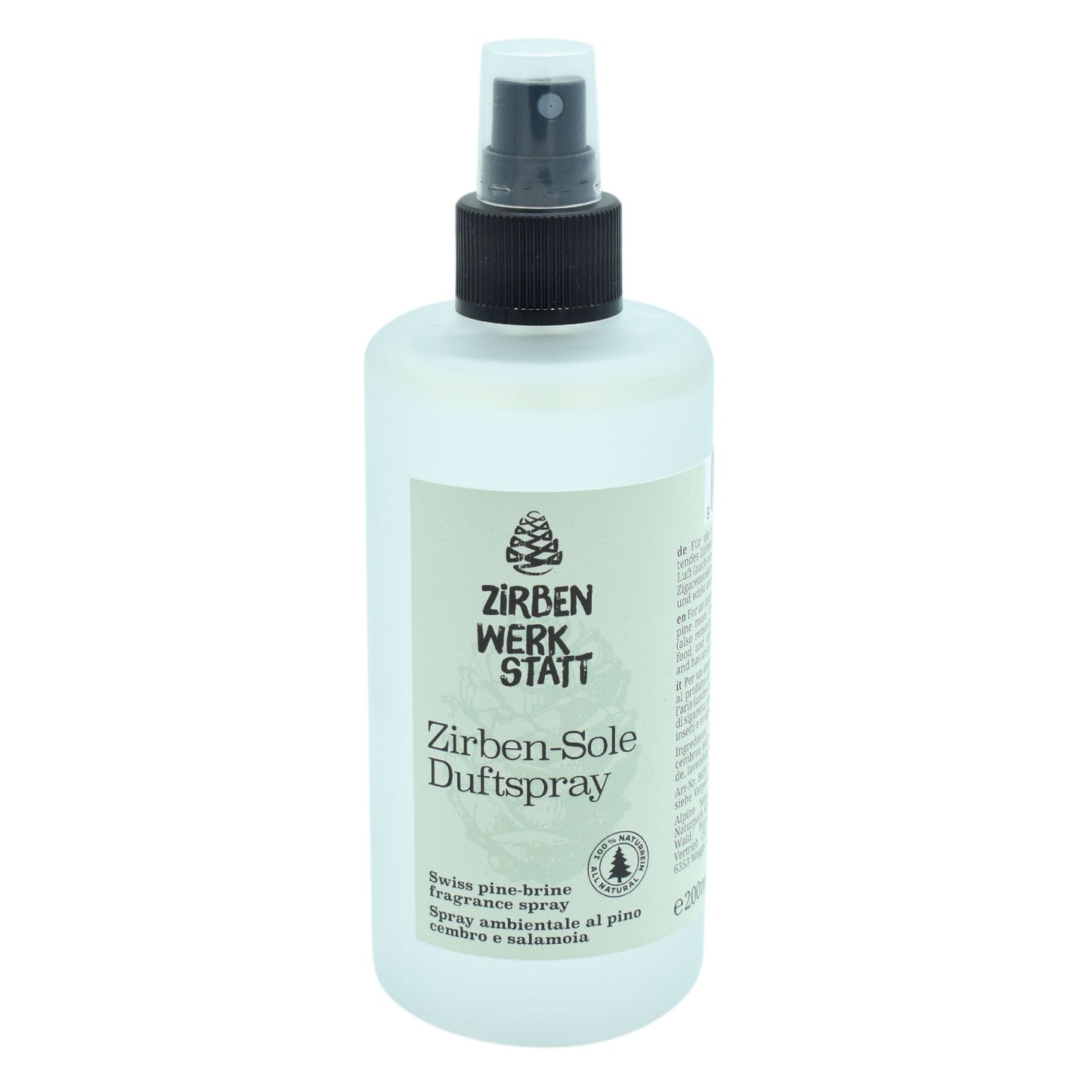 Zirben-Sole-Spray 100 % naturrein in edler Glasflasche - Handarbeit aus Österreich