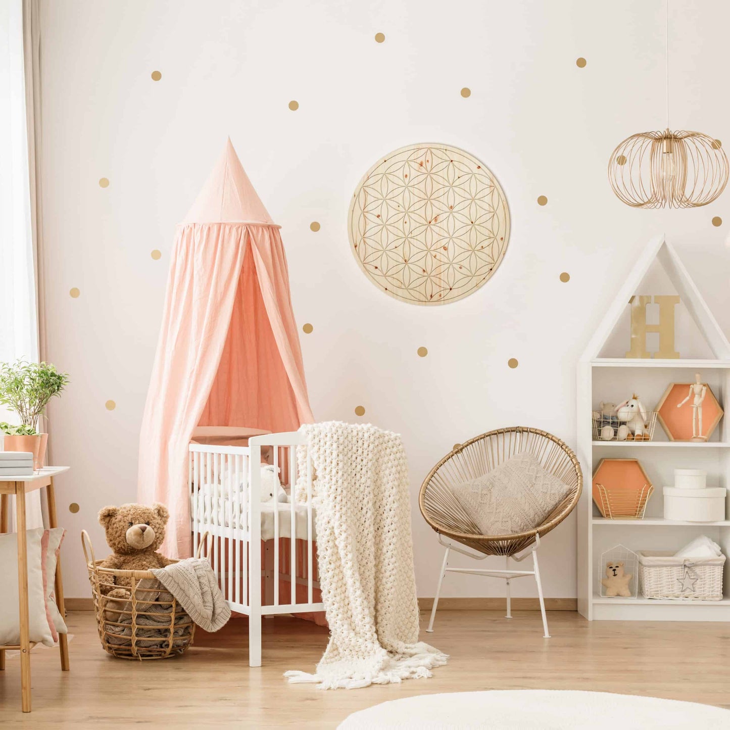 Wandbild ‘Zirbenblume des Lebens’ | aus Zirbenholz | Ø ca. 30 cm