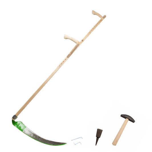 Set Gartensense  inkl. Dengelhammer und -Amboss - Sensenblatt 60 cm - Eschenholzwurf 160 cm