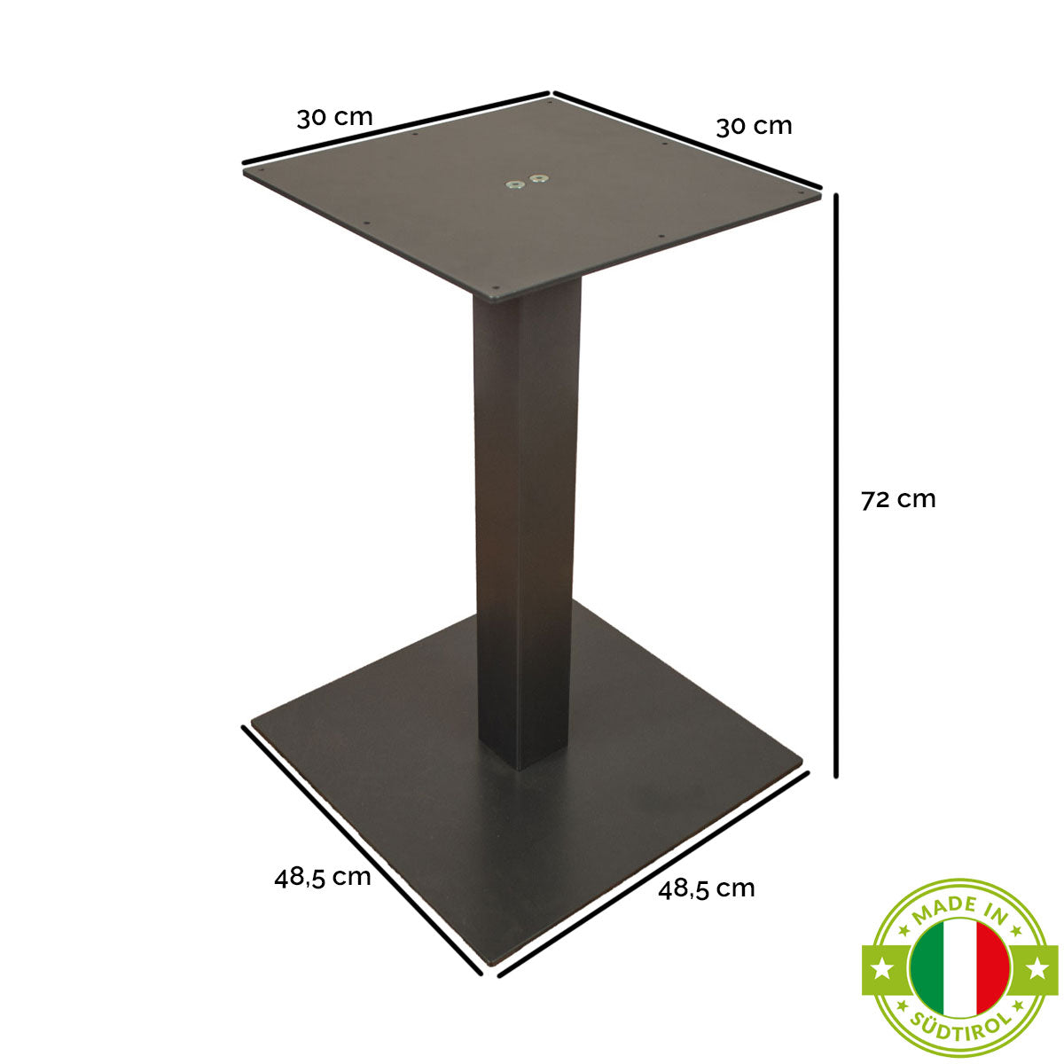 Tischgestell aus pulverbeschichtetem Eisen | quadratische Säule und Grundfläche | Made in Südtirol