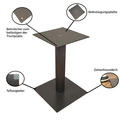 Tischgestell aus pulverbeschichtetem Eisen | quadratische Säule und Grundfläche | Made in Südtirol