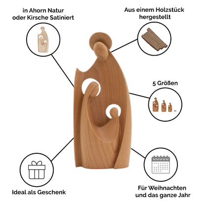 Krippenblock ‘Heilige Familie’ | in verschiedenen Größen und Ausführungen | aus einem Holzstück gefertigt | Made in Südtirol
