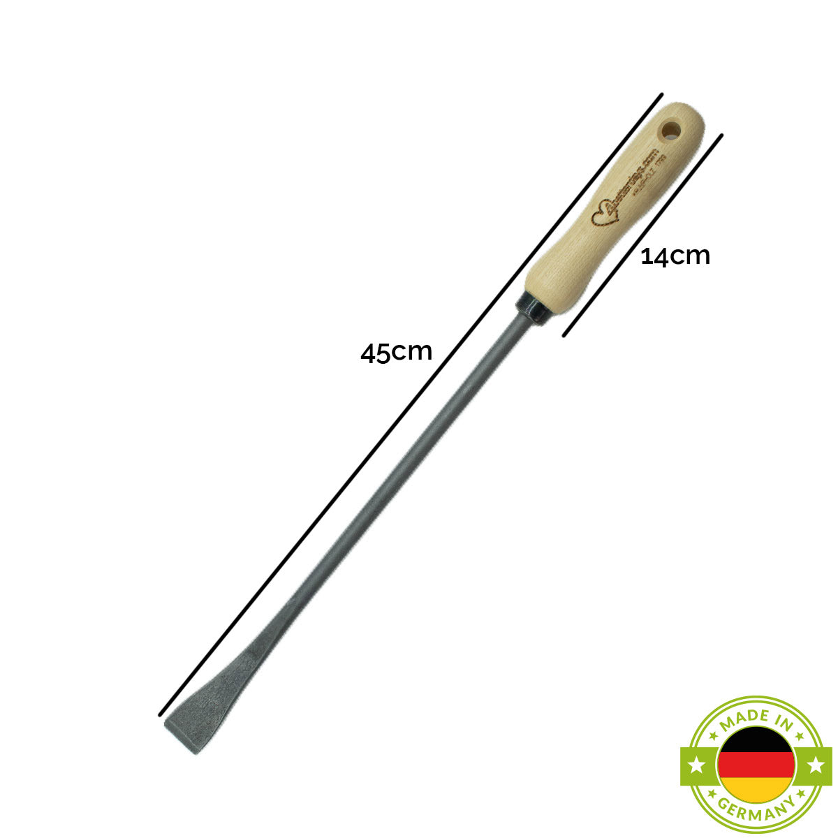 Spargel- und Unkrautstecher | aus Schwedenstahl | mit 14 cm ergonomischem Eschengriff | inkl. gratis Schleifstein | handgeschmiedet in Deutschland