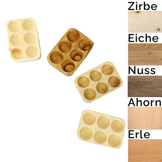 Eierbecher aus Massivholz | verschiedene Holzarten | 6 Vertiefungen | Made in Austria